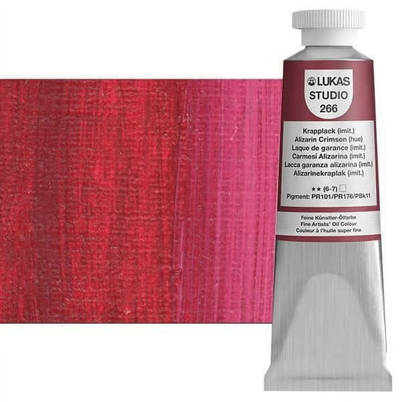 LUKAS Studio Artist Oil Color Paints - High-pigment oil paint made with natural binder for artist, painting, & more! - [Alizarin Crimson Hue - 37 mL]