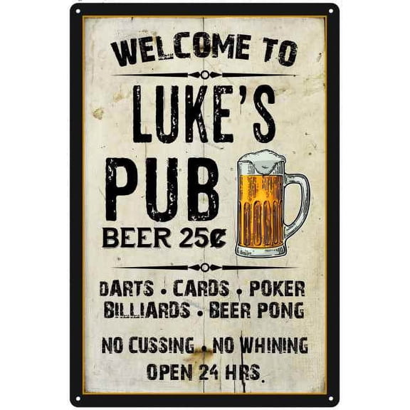 LUKE'S Pub Sign Vintage Man Cave Bar Wall Decor Gift 8x12 Metal 108120028323