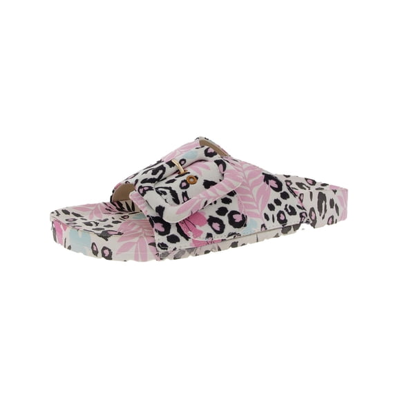LUKEES by MUK LUKS Womens Island Tiki Floral Print Slide Sandals