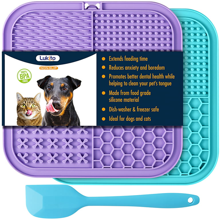 LUKITO Licking Mat for Dogs & Cats 2 Pack with Suction Cups, Dog Peanut  Butter Lick Pads for Boredom Reducer, Perfect for Bathing Grooming