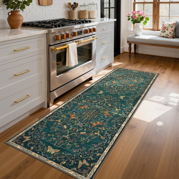 Living Area Rugs LUKU 2'x6' Geometric Microfiber Area Rug, Washable Low-Pile Carpet with ...