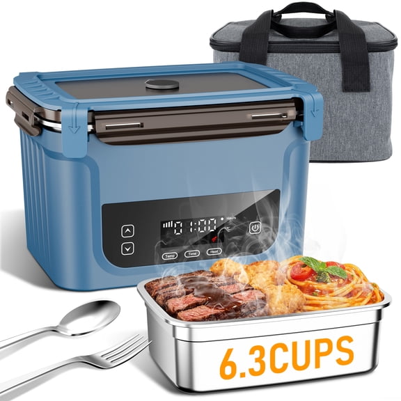 LULACHE Cordless Electric Lunch Box for Adults, 20,800mAh Battery-Powered Heated Lunch Box, 6.3 Cup Self-Heating Lunch Box for Construction, Office & Truck