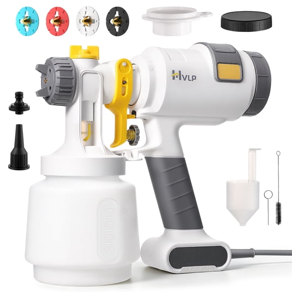 LULACHE Paint Sprayer, 700W HVLP Electric Spray Paint Gun, Cleaning & Blowing Joints, 4 Nozzle 3 Patterns, for House Paintings, Cabinets, Furniture, Door
