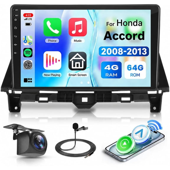 LULAION 10.2 Inch IPS Android 15 Radio for Accord 2008-2013, 4+64GB, Wireless Carplay & Auto, GPS, WiFi, BT