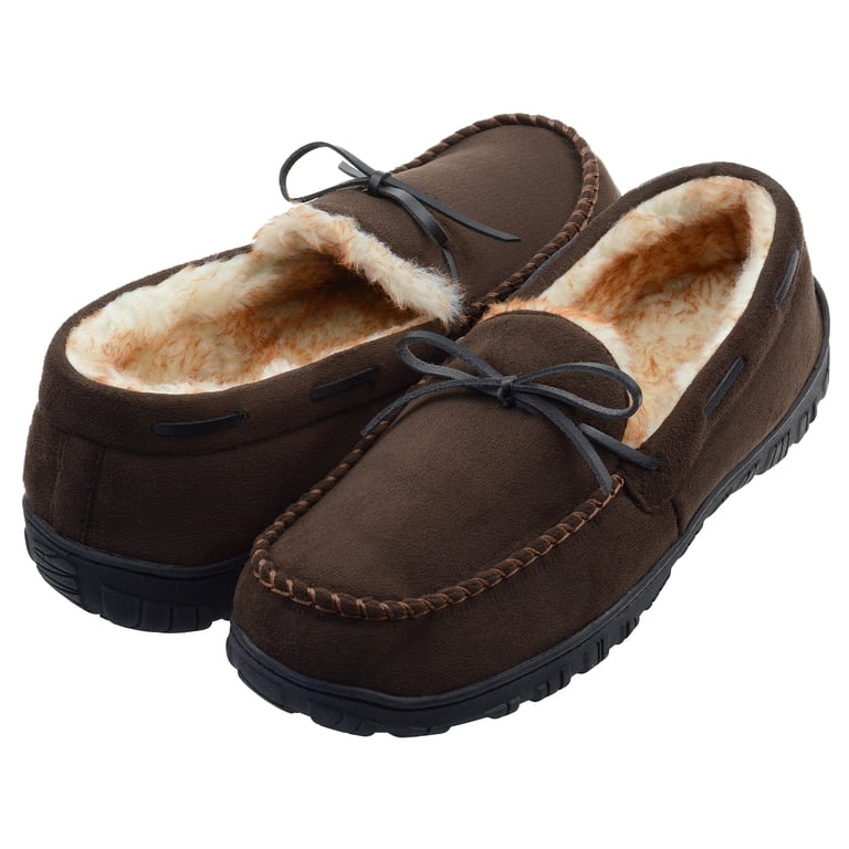Men Lulex Memory Foam Slippers Size 14M Faux Fur Moccasin Style Amazon.com | Lulex Moccasins for Men House Slippers Indoor  main image 4
