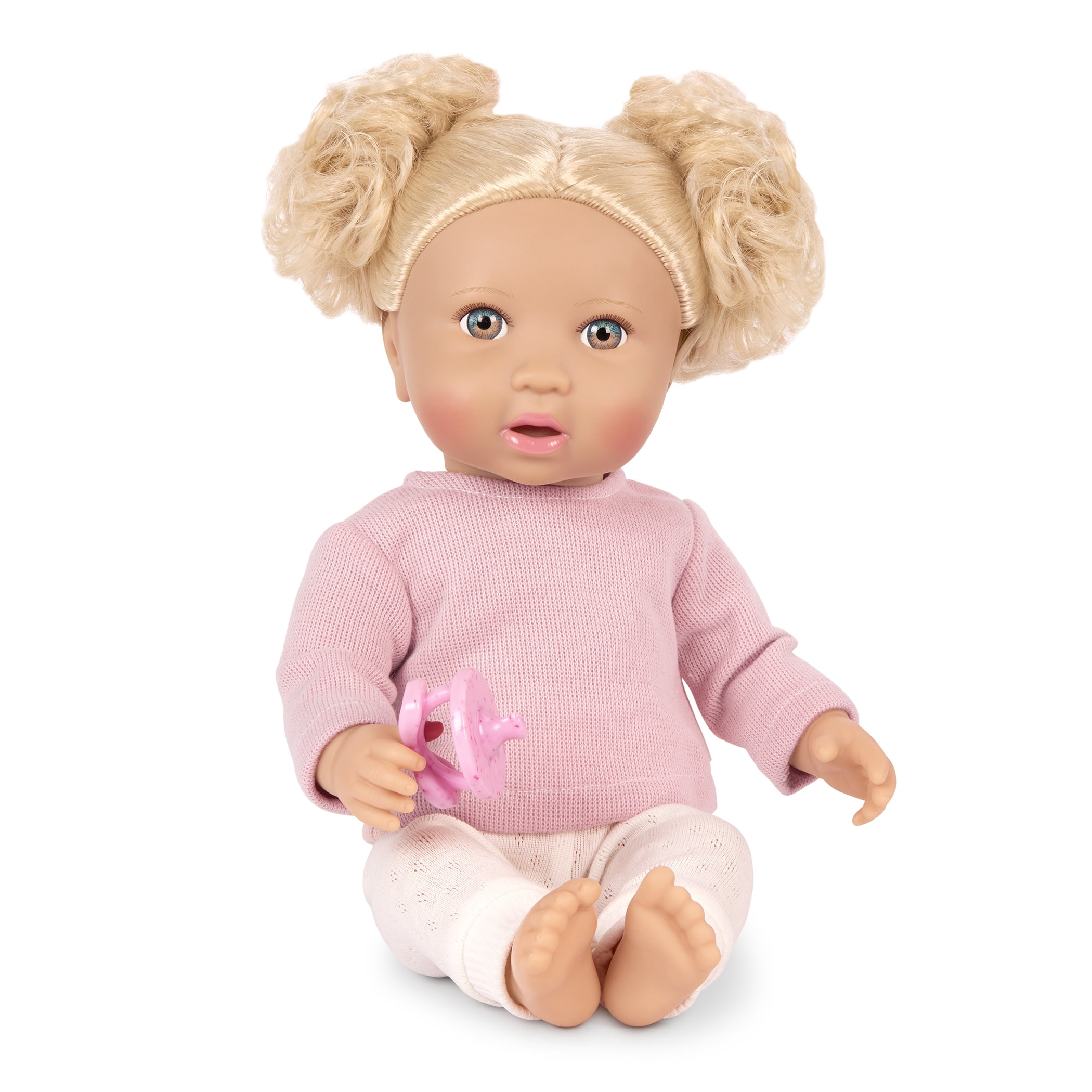 LullaBaby 14-inch Baby Doll Wavy Blonde Hair, Blue Eyes