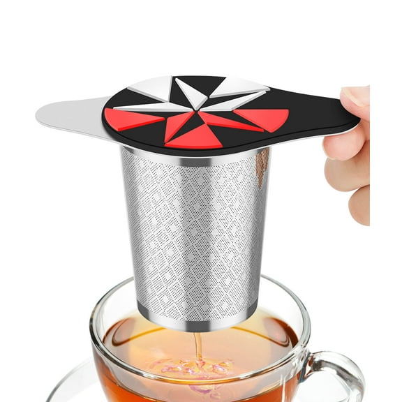 LULLATTI Large Capacity Tea Infuser for loose tea with Black Silicone Lid, 18/8 Stainless Steel Extra Fine Mesh Tea diffuser, Perfect for Hanging on Teapots, Mugs, Cups to Brew Tea, Coffee