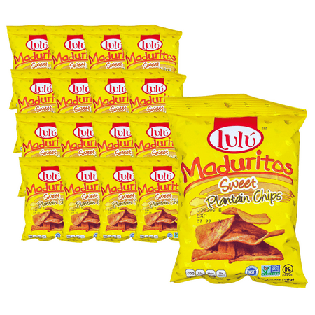 LULU Maduritos Sweet Plantain Chips, Gluten-Free, 1.4oz Bag (Pack of 16, Total of 22.4 oz)