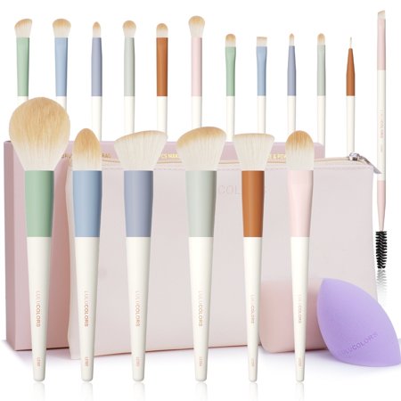 LULUCOLORS Makeup Brush Set - Angled Blending Brushes, Beige Beauty Face Design