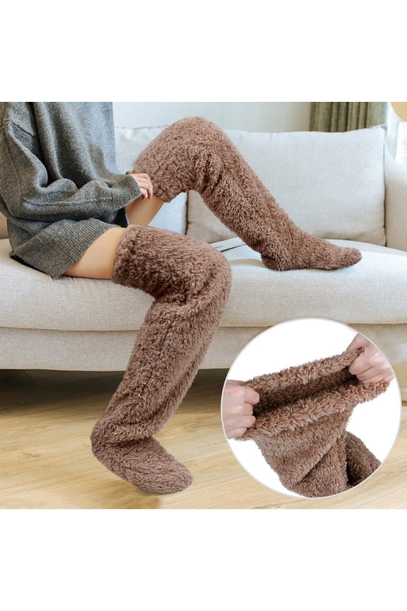 1 Pair Boot Cuffs Topper Socks Knee High Warmth Brown for Women
