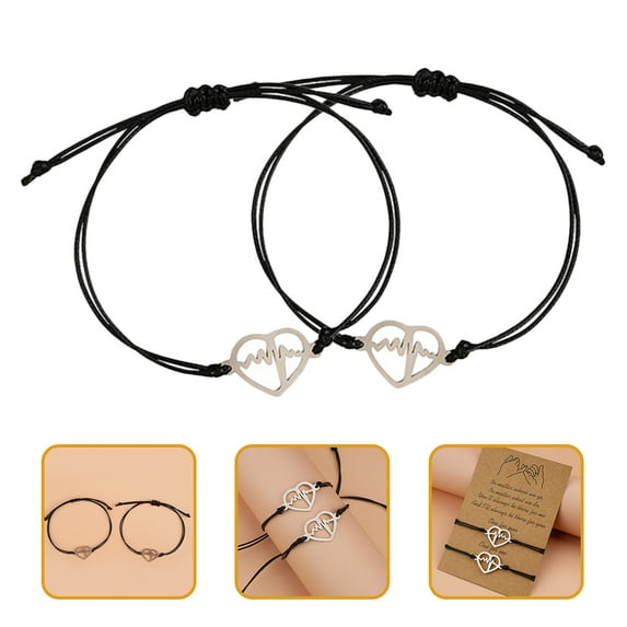 LULULION Women Bracelets Heart Jewelry Braided Rope Bracelet 1 Pair