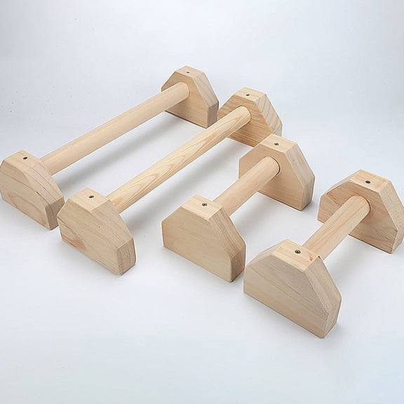 LULULION Push-Up Bars Comfortable Grip Wooden Arm Strength Training Light Brown 1Pair
