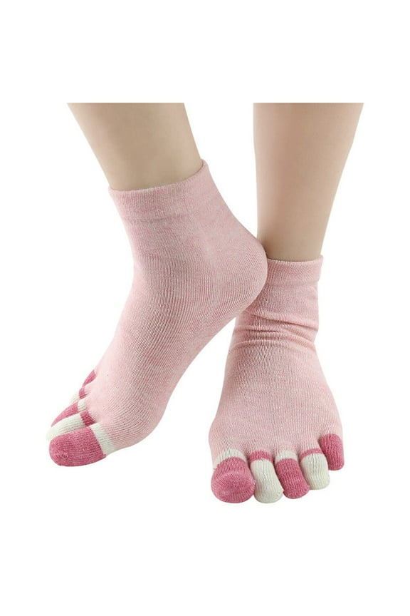 Women's Hiking Socks Five Toes Socks Pink Cotton 1 Pair