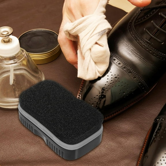 LULULION 1 Pair Shoe Polisher with Double-sided Sponge Brush for Cleaning Leather