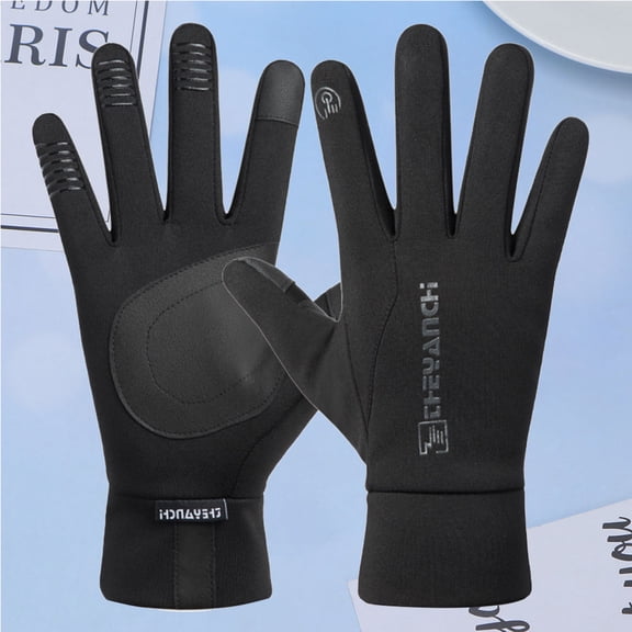 LULULION 1Pair Windproof Riding Gloves with Touch Screen for Mountain Bike Outdoor Use in Black