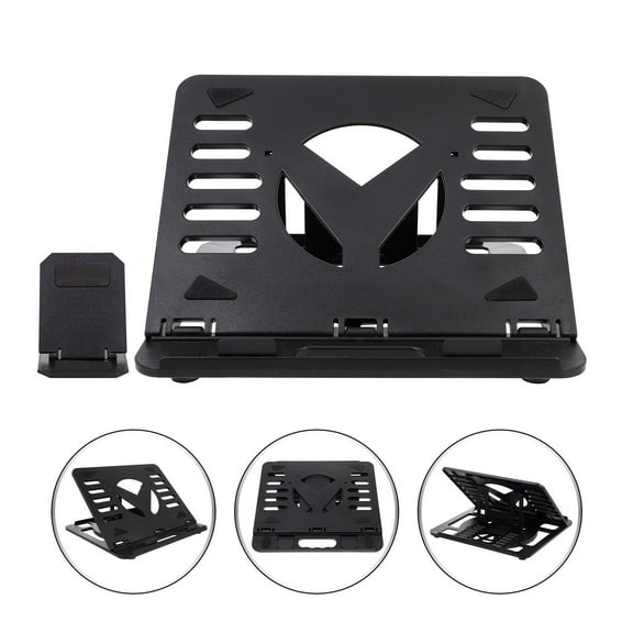 LULULION 1Set Portable Laptop Holder Black ABS Material Foldable Riser for Home and Office