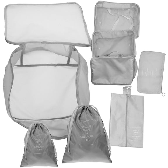 LULULION 1Set Luggage Packing Cubes Grey Travel Organizer Bags with Mesh Lid