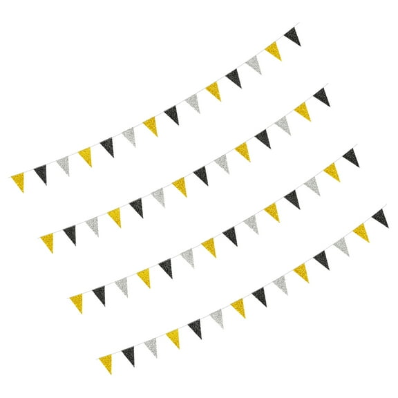 LULULION Bunting Flag Banners Triangle Pennant Black Paper 4 Pieces