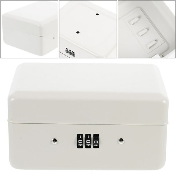 LULULION 1Set Wall Mounted White Key Lock Box 6 Slots with Code Lock Heavy Duty Metal Secure Cabinet