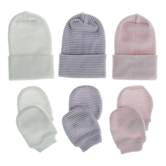 LULULION Newborn Hats for Baby Girls Newborn Hat and Gloves Set Cotton 1 Set White