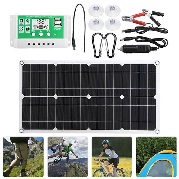 LULULION 1Set Lightweight Foldable Solar Cell Board Black for Emergency Car Charging Outdoors
