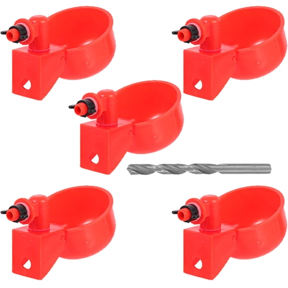 LULULION 1Set Red Plastic Multi Function Chicken Waterer Easy Operation and Durable Chicken Accessory