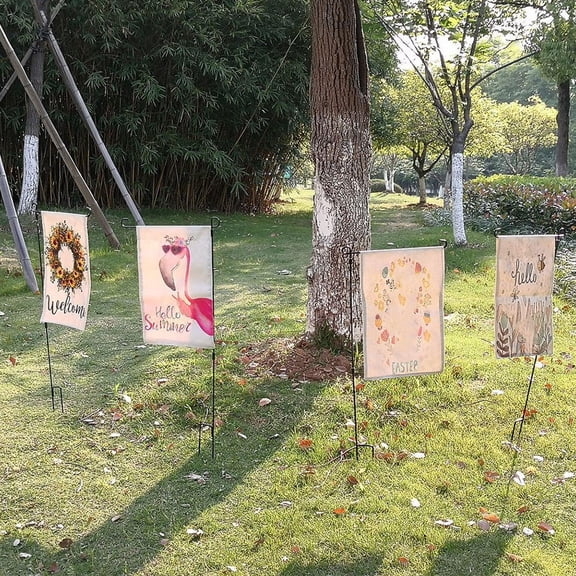 LULULION Decorative Flag Holder Garden Flagpole Iron 1 Set