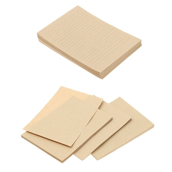 LULULION Khaki Kraft Paper Letter Writing Supplies Retro Style Lined Stationary for Notes and Greetings