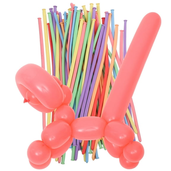 LULULION 100pcs Birthday Party Balloons Long Balloons Assorted Color for DIY Room Decoration