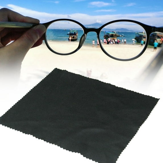 LULULION 100Pcs Microfiber Cleaning Cloth for Eyeglasses Black Soft Smooth for Dirt and Oil Removal