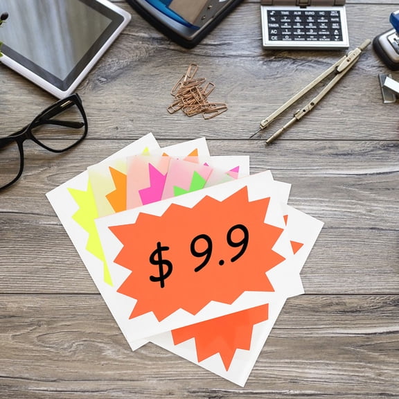 LULULION 100pcs Price Stickers Self-adhesive Fluorescent Paper Labeling Supermarkets
