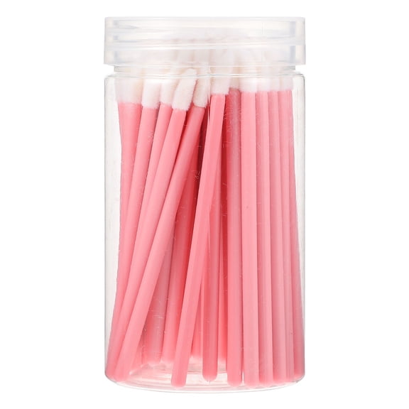 LULULION 100Pcs Plastic Lip Brush Pink Makeup Beauty Tool for Precise Lip Color