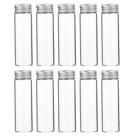 LULULION 10Pcs Small Clear Glass Vials with Aluminum Screw Caps for Sample Containers