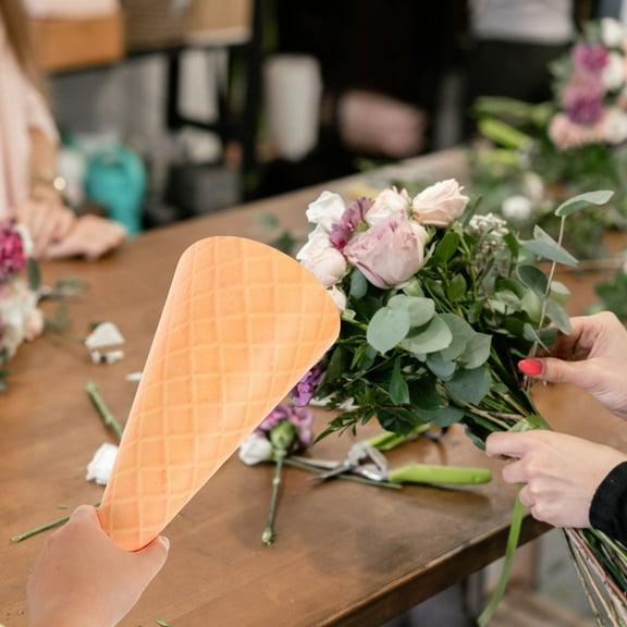 LULULION 10Pcs Paper Cones Flower Bouquets Brown for Holiday Events