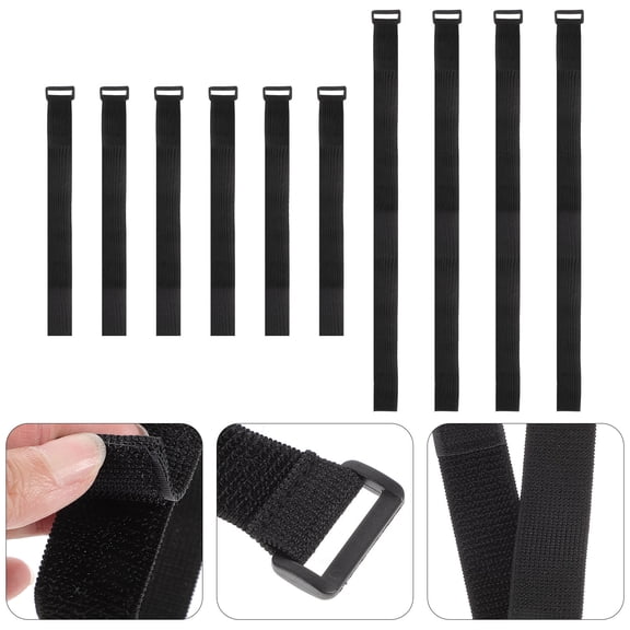 LULULION 10Pcs Reusable Cable Ties Black Blended Fabrics for Home Organization