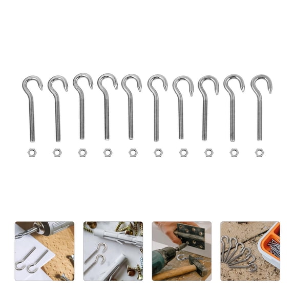 LULULION 1Set Stainless Steel Heavy Duty Screw Eyes Hooks Plated Silver for Home Hanging Decorations and Outdoor Use