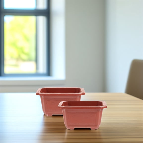 LULULION 10Pcs Red Plastic Window Box Flower Pots Durable Vegetable Planters for Indoor Outdoor Gardening