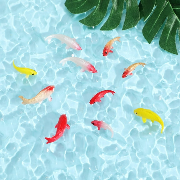 LULULION 10pcs Small Fake Fish PVC Assorted Color Mini Animal Model for Office Decoration and Home Use