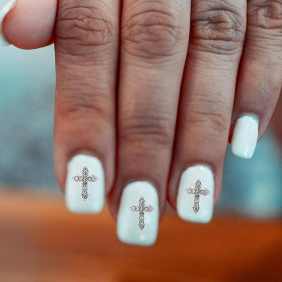 LULULION 10pcs Tiny Nail Charms Nail Cross Charms Nail Art Decoration for Professional Manicure Users