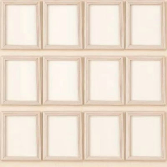 LULULION 12Pcs Miniature Picture Frames Wood Material Micro Landscape Layout for Mini House Accessories