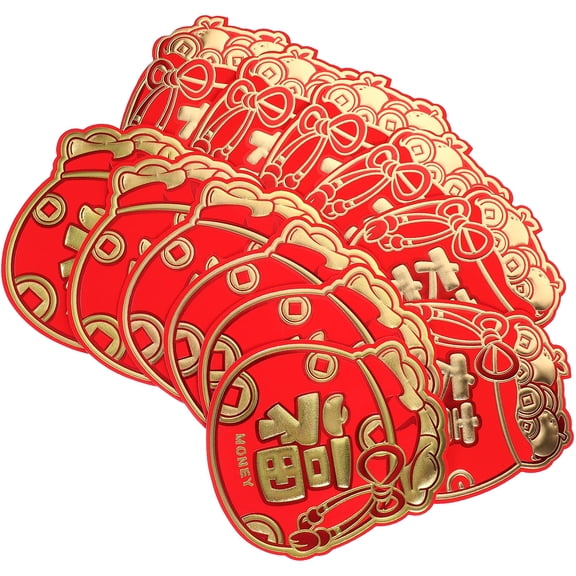 LULULION 12Pcs Traditional Red Envelopes for New Year 2024 with Blessing Words and Creative Design