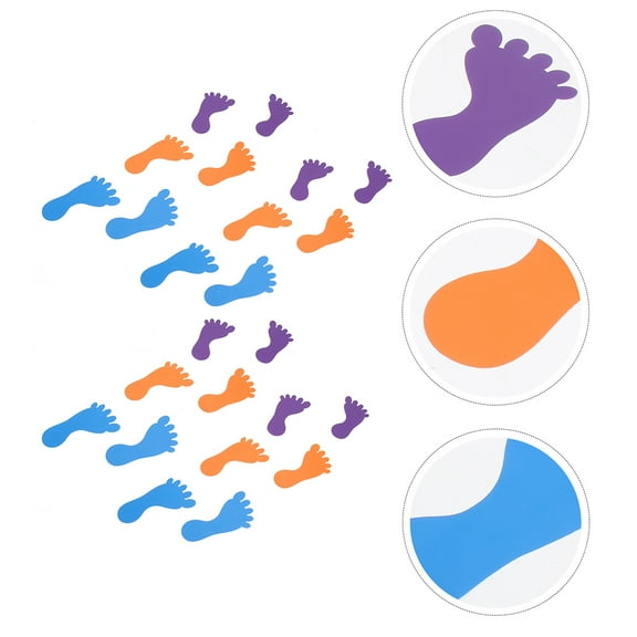 LULULION Foot Print Stickers for Floor Guidance for Children Assorted Color PVC 15 Pairs