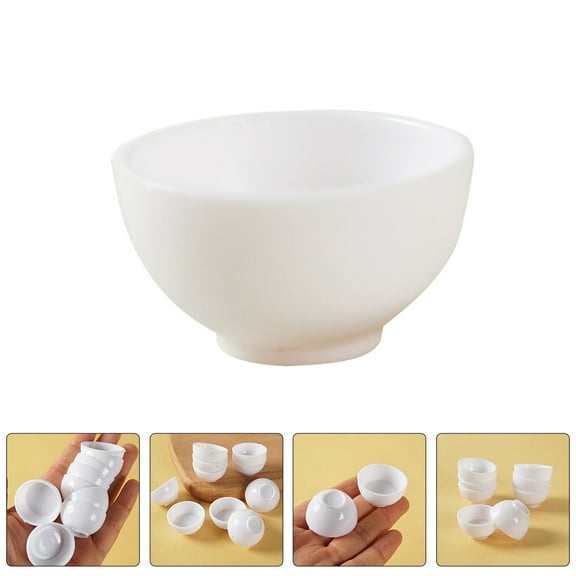 LULULION Miniature Kitchen Accessories Miniature Bowl White Plastic 15Pcs
