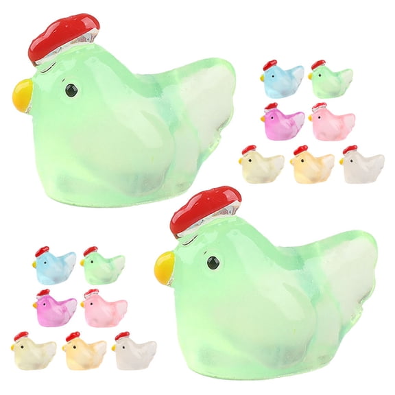 LULULION Chicken Figurines Home Decor Microscape Chick Figurine Assorted Color Resin 18Set