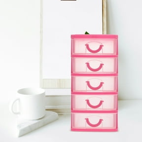 LULULION Stylish Pink Desk Organizer with Clear Drawers for Office and Bathroom Storage
