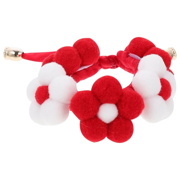 LULULION 1Pack Puppy Collar with Flower White Wool Ball Safe to Use for Small Pets
