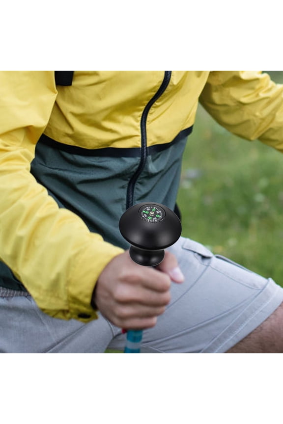 1Pc Hiking Pole Head Compass Cap Black Aluminum for Trekkers