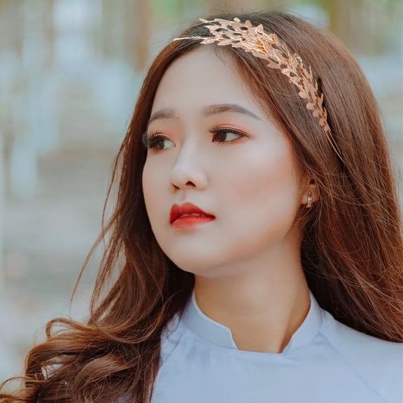 LULULION 1Pc Golden Leaf Headband Hair Band Alloy Headdress Comfortable for Wedding and Festival Wear