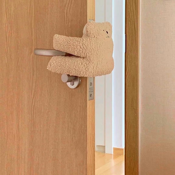 LULULION 1Pc Brown Plush Door Stopper Anti Collision Cushion with Movable No Punch Design