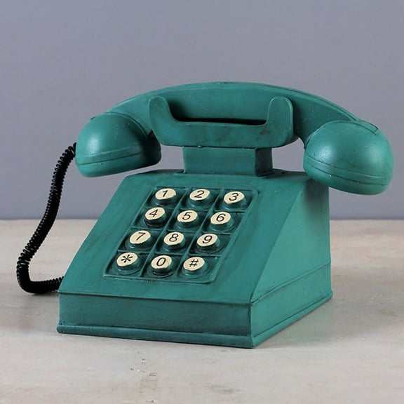 LULULION 1Pc Retro Telephone Saving Pot Green Resin Coin Bank Home Decoration